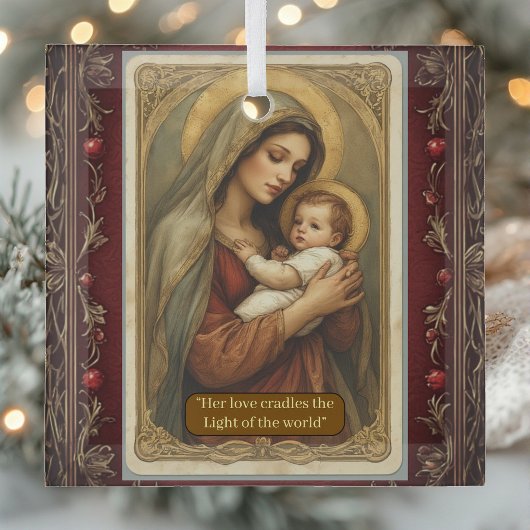 Renaissance Madonna and Child Serene Holy Vintage ガラスオーナメント