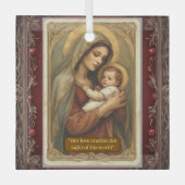 Renaissance Madonna and Child Serene Holy Vintage ガラスオーナメント (正面)