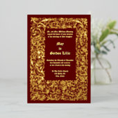 Renaissance Medieval Foliage Border Wedding 箔招待状 (立ち正面)