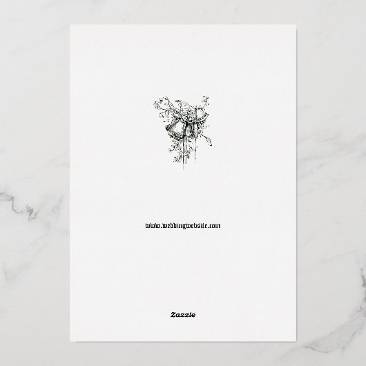 Renaissance Medieval Foliage Border Wedding 箔招待状 (裏面)