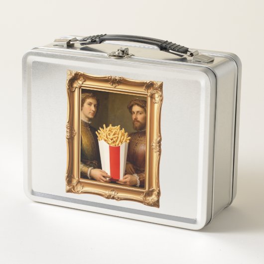 Renaissance Men Holding Modern French Fries メタルランチボックス (正面)