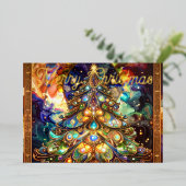Renaissance Merry Christmas Tree Gold Foil 箔シーズンカード (立ち正面)