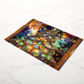 Renaissance Merry Christmas Tree Gold Foil 箔シーズンカード (回転した状態)