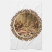 Renaissance Painting Parody Man Eating Sushi キッチンタオル (縦)