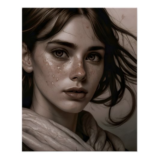 Renaissance Style Woman Portrait ポスター (正面)