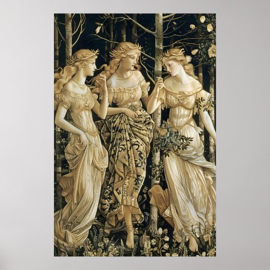 Renaissance Three Graces Art Print Mythical Forest ポスター (正面)