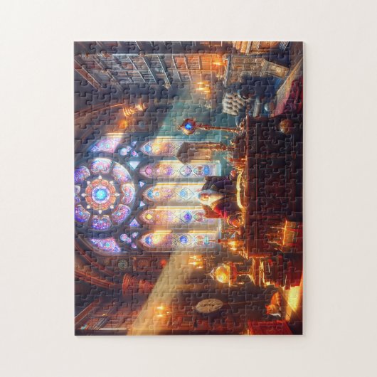 Renaissance Wizard at Desk Ancient Study & Books ジグソーパズル (縦)