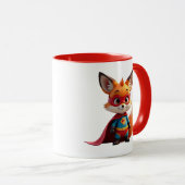 Renard super-héros masqué avec cape rouge. マグカップ (正面右)