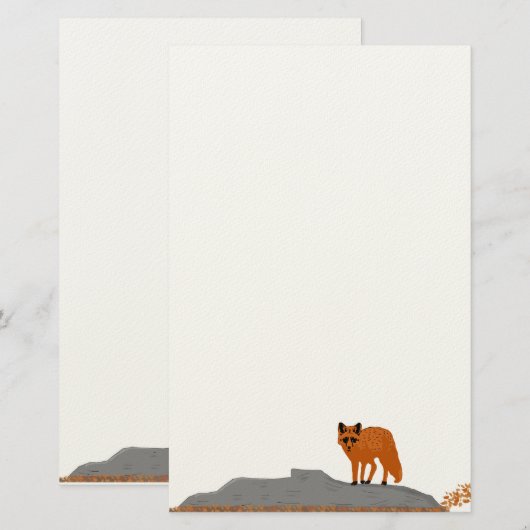 🦊 Renard sur le Rocher 便箋 (正面/裏面)