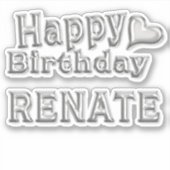 Renate Happy Birthday silver Aufkleber Sticker シール (正面)
