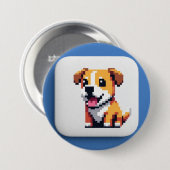 Renbow banana pup pop Dog on buttons patches  缶バッジ (正面&裏面)