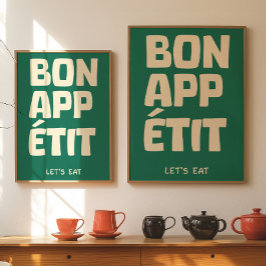 rench Quote Kitchen Wall Bon Appétit Poster ポスター