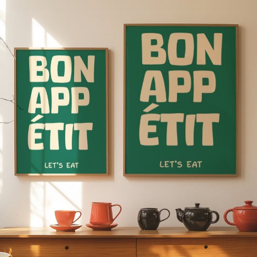 rench Quote Kitchen Wall Bon Appétit Poster ポスター
