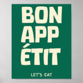 rench Quote Kitchen Wall Bon Appétit Poster ポスター (正面)