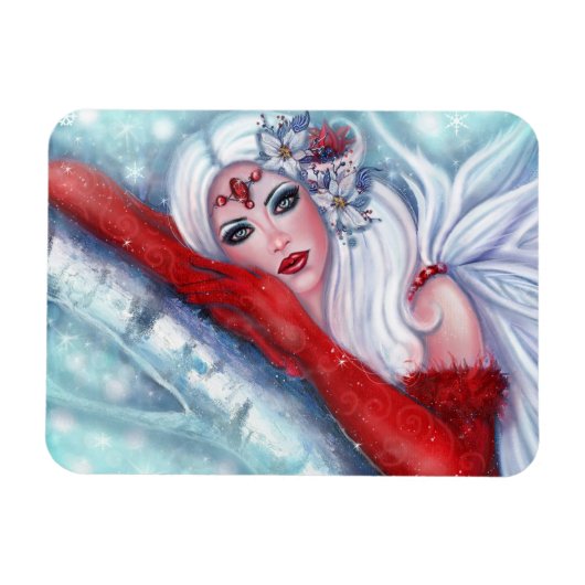 Rene Lavoieによるクリスマスフェアリーのウィッシャーポストカード マグネット (横)