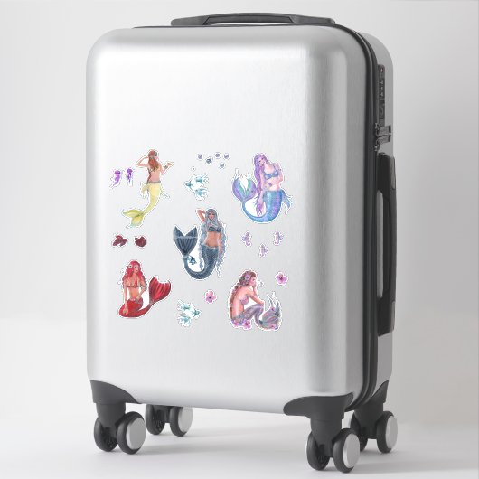 Rene Lavoieによるマーメイドのバラエティ熱帯魚アート シール (スーツケース)
