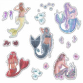 Rene Lavoieによるマーメイドのバラエティ熱帯魚アート シール (正面)