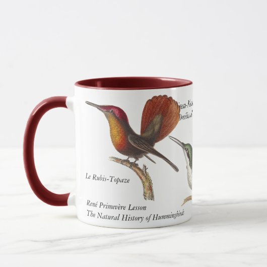 René Primevèreのレッスン- 3羽のかわいらしいハチドリ マグカップ (左)