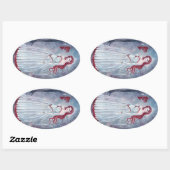 Reneeによる（鳥）ショウジョウコウカンチョウシール付きホリデーエンジェル 楕円形シール (シート)