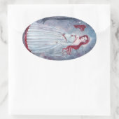 Reneeによる（鳥）ショウジョウコウカンチョウシール付きホリデーエンジェル 楕円形シール (バッグ)