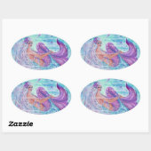 Renee Lavoieによるクラゲアートとマーメイド 楕円形シール (シート)