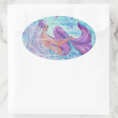 Renee Lavoieによるクラゲアートとマーメイド 楕円形シール (バッグ)