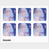 Renee Lavoieによるシーホース付きシェルリーナ人魚 スクエアシール (シート)