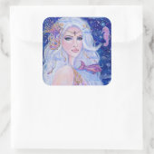 Renee Lavoieによるシーホース付きシェルリーナ人魚 スクエアシール (バッグ)