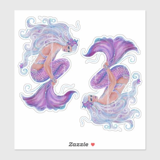 Renee Lavoieによるマーメイドピンクとパープルアート シール (シート)