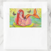 Renee Lavoieによる眠い小さな人魚のポスター 長方形シール (バッグ)