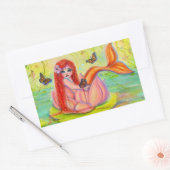 Renee Lavoieによる眠い小さな人魚のポスター 長方形シール (封筒)