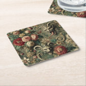 🩸 Renegade Harvest – Gothic Victorian スクエアペーパーコースター (アングル)