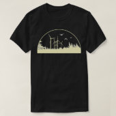 renewable energy wind farm in the forest at sunset tシャツ (デザイン正面)