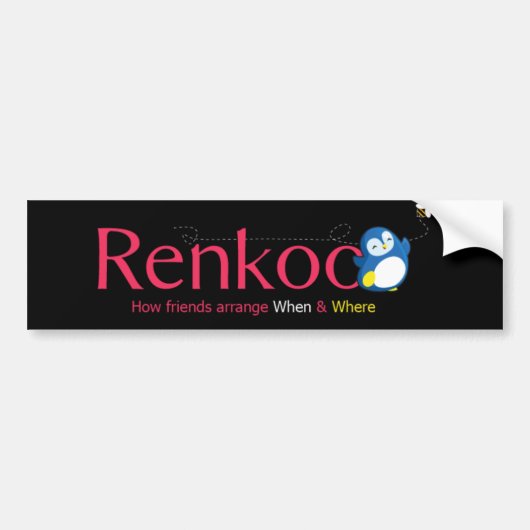 Renkoo: 友人がいつ、どこでいかに整理するか バンパーステッカー (正面)