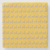 Renne de Noël Fond Jaune Moutarde – Set de Table ストーンコースター (正面)