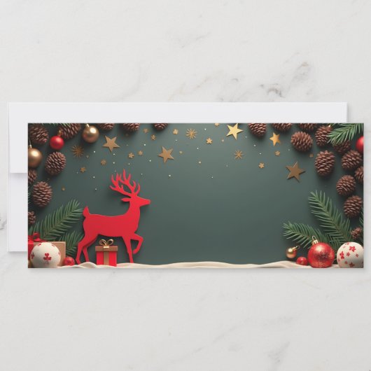 Renne rouge Papier sur fond vert (正面)