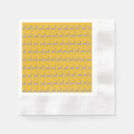Rennes de Noël Fond Jaune Moutarde 縁ありカクテルナプキン