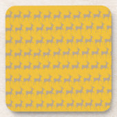 Rennes de Noël Fond Jaune Moutarde - Set コースター (正面)