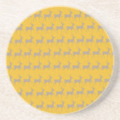 Rennes de Noël Fond Jaune Moutarde - Set コースター (正面)