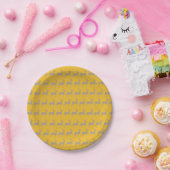 Rennes de Noël Fond Jaune Moutarde – Set de Table ペーパープレート (パーティー)