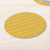 Rennes de Noël Fond Jaune Moutarde – Set de Table ラウンドペーパーコースター (アングル)