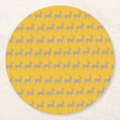 Rennes de Noël Fond Jaune Moutarde – Set de Table ラウンドペーパーコースター (正面)
