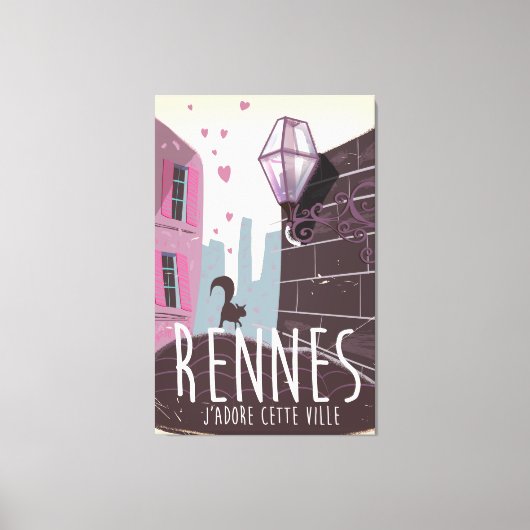 Rennes France市内旅行ポスター キャンバスプリント (正面)