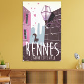 Rennes France市内旅行ポスター キャンバスプリント (インサイチュ (リビング))