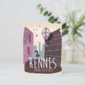 Rennes France市内旅行ポスター ポストカード (スタンド正面)