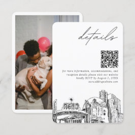 Renoの結婚Skylineスモール詳細QRコードRSVP エンクロージャーカード