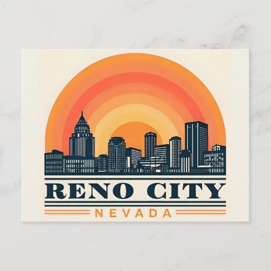 Reno City Nevada skyline ポストカード (正面)