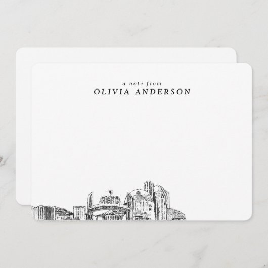 Reno Skylineスケッチ注パーソナライズされた記カーモダンド ノートカード (正面/裏面)