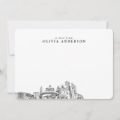 Reno Skylineスケッチ注パーソナライズされた記カーモダンド ノートカード (正面)