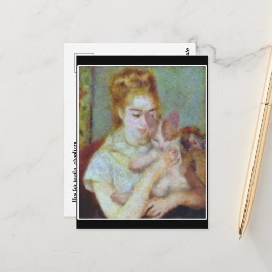 Renoir Girl With Cat ポストカード (正面/裏面インサイチュ)
